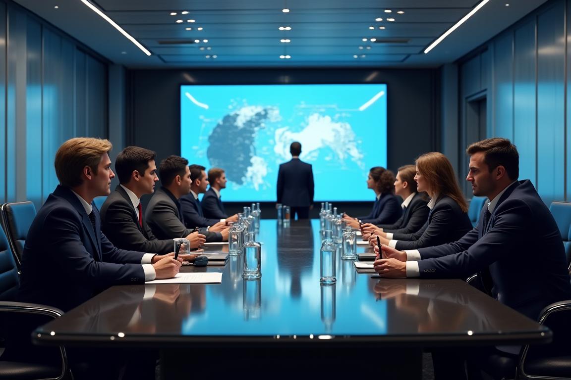 Executive leadership team in boardroom meeting